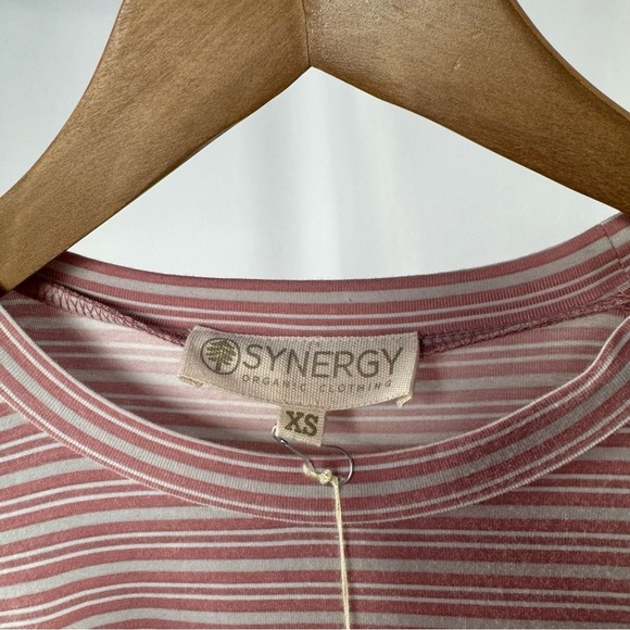 NWT Synergy Organic Cotton Striped Short Sleeve Shirt Dress in Pink Grey Size XS - Picture 7 of 10